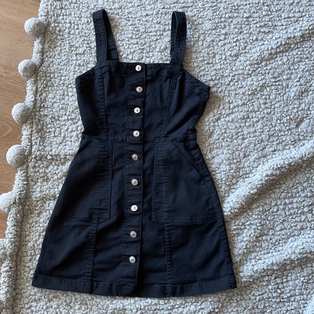Black Denim button up dress